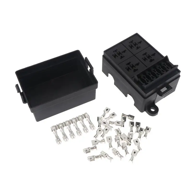 1Pcs 12V Universal  Automotive Relay Fuse Box 4 Relays 6 Fuses Waterproof Case For Car Truck Repair Upgrade