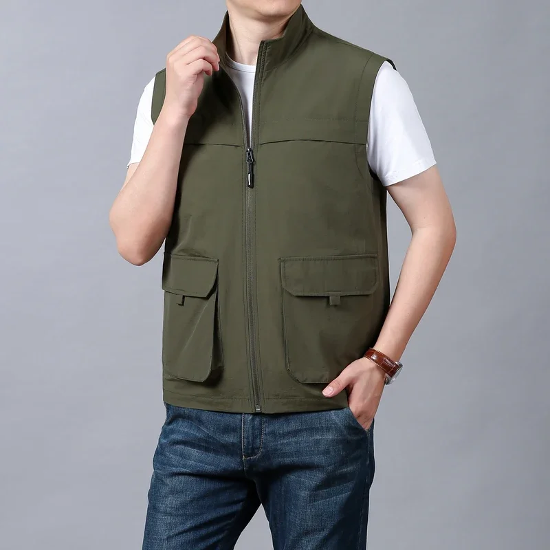 

Camping Vest Fashion Fishing Clothing Hunting Man Sports Motorcyclist Waterproof Plus Size Outerwear Sleeveless Jacket Work Men