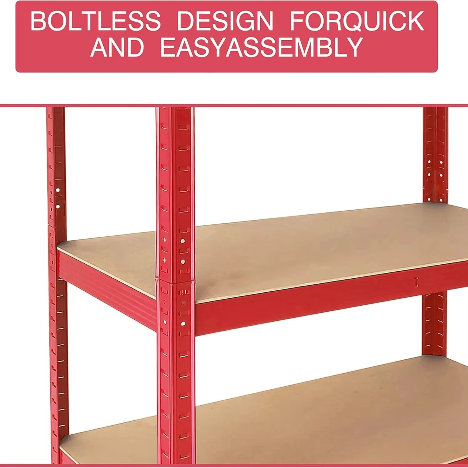 رف تخزين عالي التحمل من 5 طبقات باللون الأحمر 875 كجم، وحدات رفوف معدنية خالية من الأدوات قابلة للتعديل لمستودع المرآب 180X90X40CM