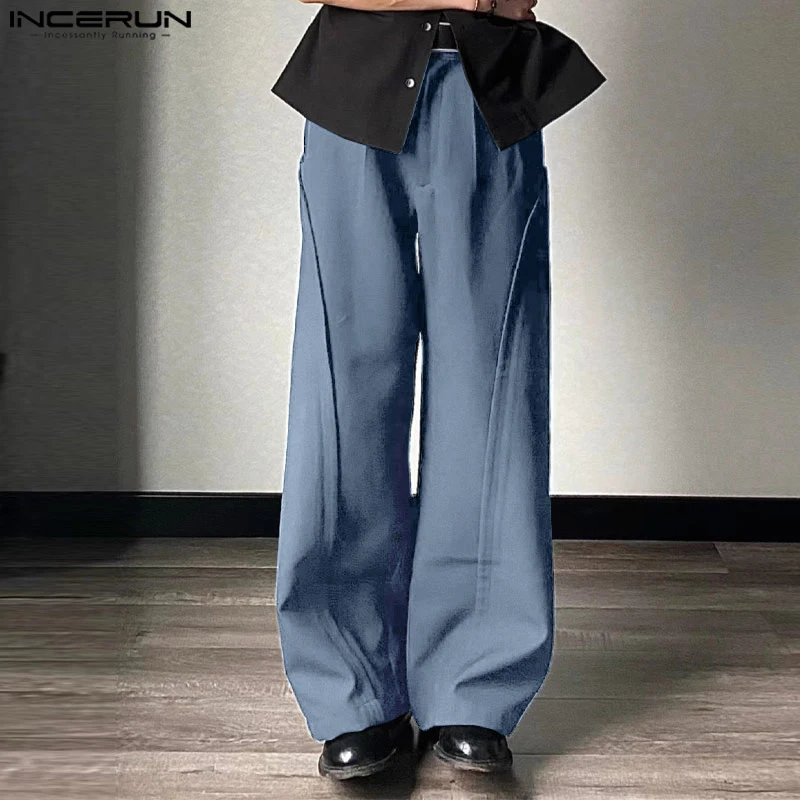 INCERUN 2024 Korean Style Fashion Pants Men's Deconstructive Arc Design Trousers Casual Streetwear Male Hot Sale Pantalons S-5XL