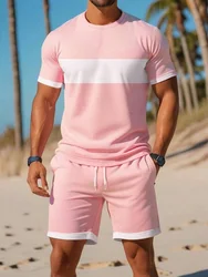 2024 New Summer Men's Short Sleeve Shorts Set Everyday Casual Men's T-shirt Outdoor Men's Beach Shorts 2-piece Set 3D Print