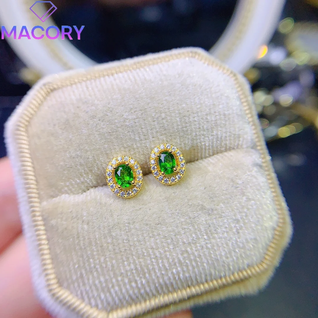 Original 925 sterling silver T natural diopside earrings female luxury female jewelry female earrings free delivery of gems.