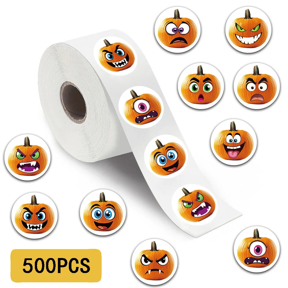 

500 шт. забавные абстрактные наклейки в виде рулона тыквы Хэллоуин, ноутбук, дверной чехол для телефона, чашка для воды, коробка для хранения скейтборда, наклейки «сделай сам»