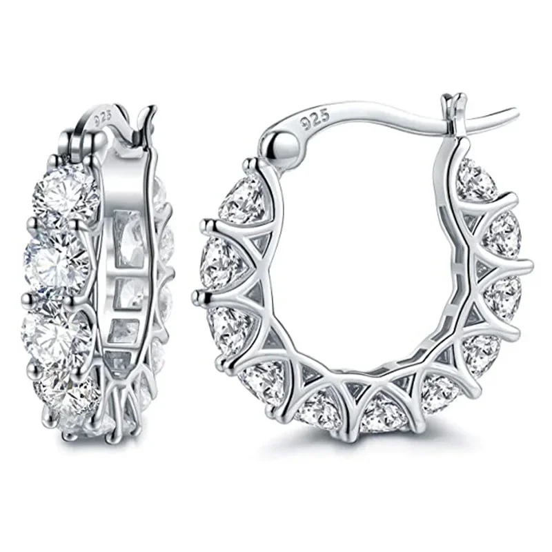Mode Einfache Luxus Silber farbe Creolen für Frauen Party Intarsien AAA Zirkon Charms Schmuck Geschenk 2023 Trend
