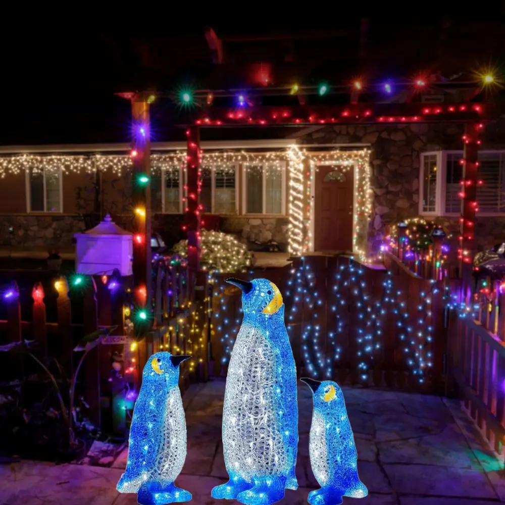 Modern Acrylic Penguin Christmas Ornament Light Festive Decoration For Indoor Outdoor Garden Yard Holiday Lighting