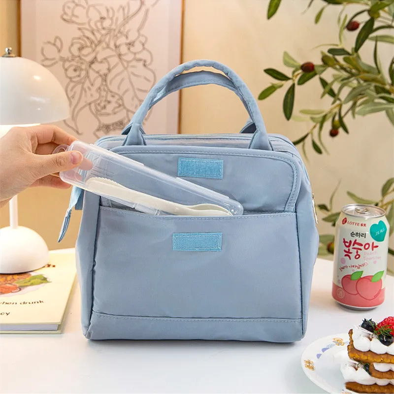 Kawaii Lunch Bag Women Cute Peach Picnic Travel Thermal Breakfast Box Girls School Child Portable Lunch Box Ladies Tote Food Bag