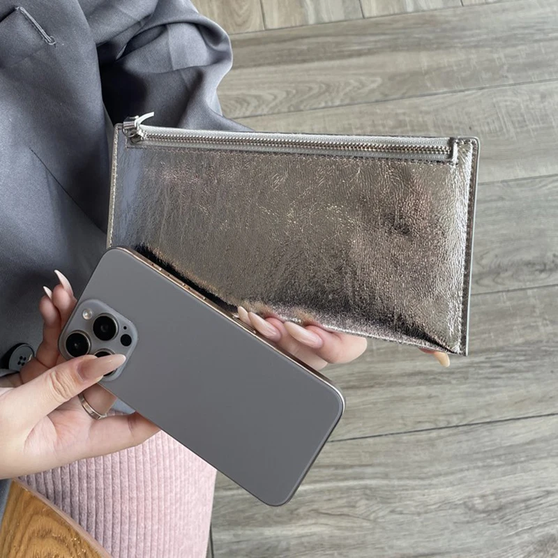 New Korean Style Genuine Leather Long Wallet For Women,Niche Versatile Large Capacity Zipper Card Holder ID Credit Card Purse