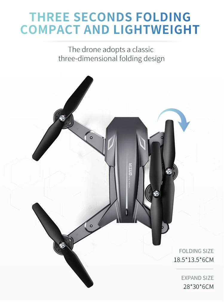 New Arrival Wifi FPV Gesture Shooting Selfie Drone XS816 Optical Flow Positioning Drone with 4K/1080P Dual Camera