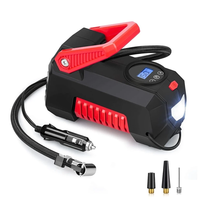 

Portable Air Compressor For Car Tires Digital Tire Inflator 150 PSI Car Air Pump With Emergency Light For Bicycle