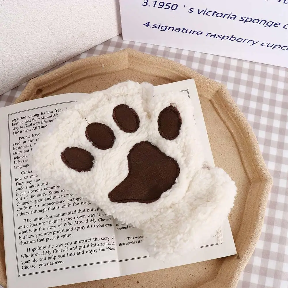 Cute Lovely Brand New Soft Women Warm Cat Plush Multi-color Fingerless Gloves Winter Bear Paw