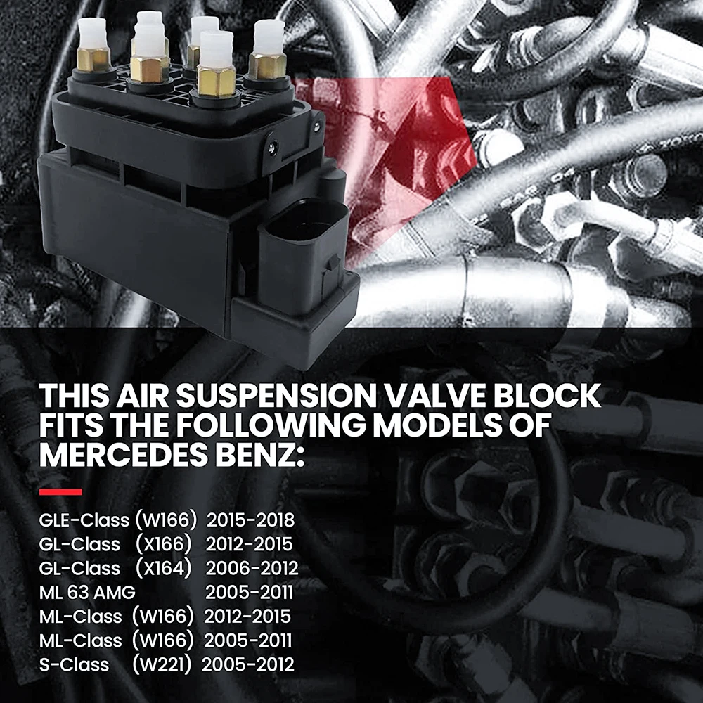 for Mercedes W221, W164, GL X164, R W251Air Suspension Supply Solenoid Valve Block A2123200358 A2513200058 1643201204 1643200904