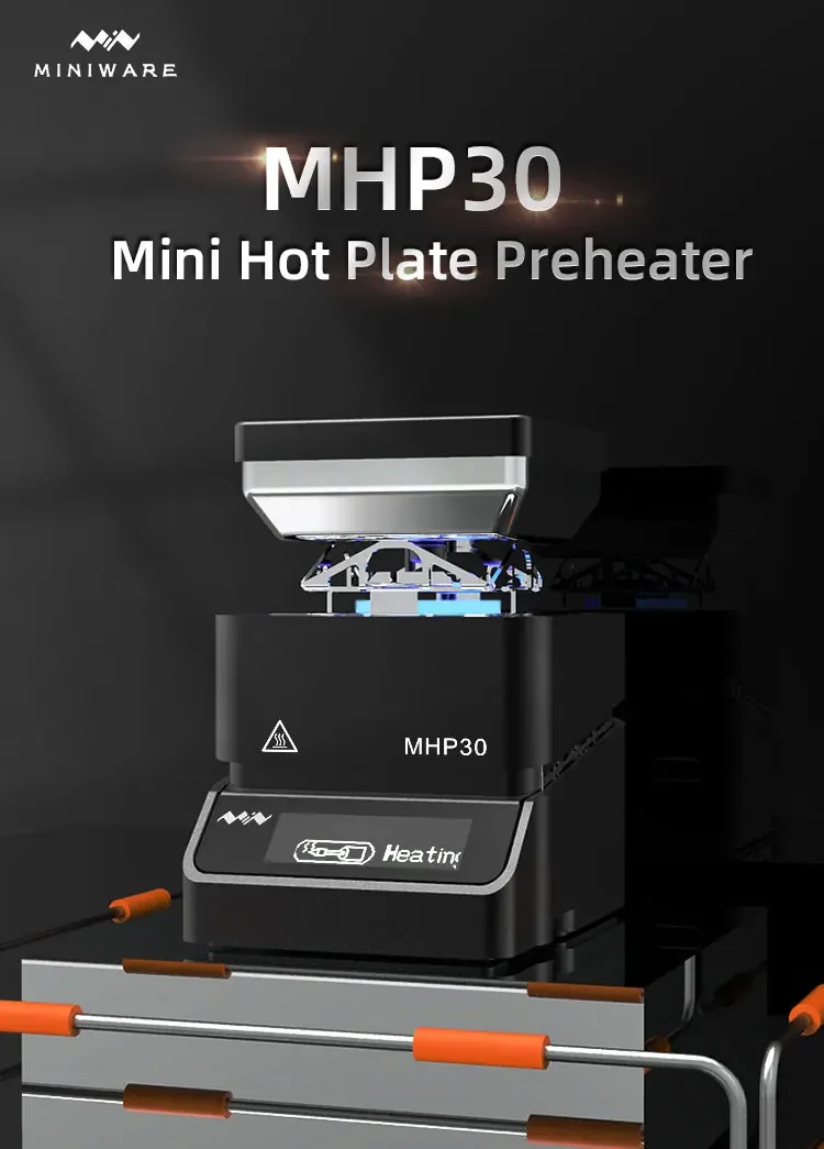 MINIWARE MHP30 Mini Hot Plate Preheater 30*30mm Heating Area Constant Temperature Heating Table 300℃ Intelligent Heating Table AU Location Shipping Fast