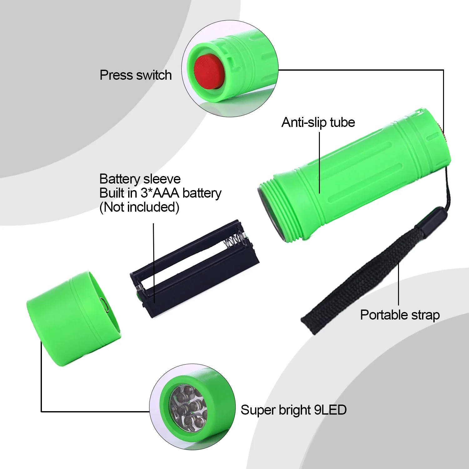 Outdoor LED Flashlight Portable Hard Light Handlight Emergency Light Night Riding Camping Searchlight Hand Type Lantern