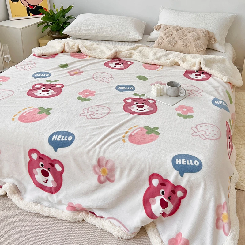 Disney Stitch Milk Velvet Flannel Children Adult Blanket Cartoon Cute Plush Air Conditioning Nap Blanket Quilt Soft Shawl Gift