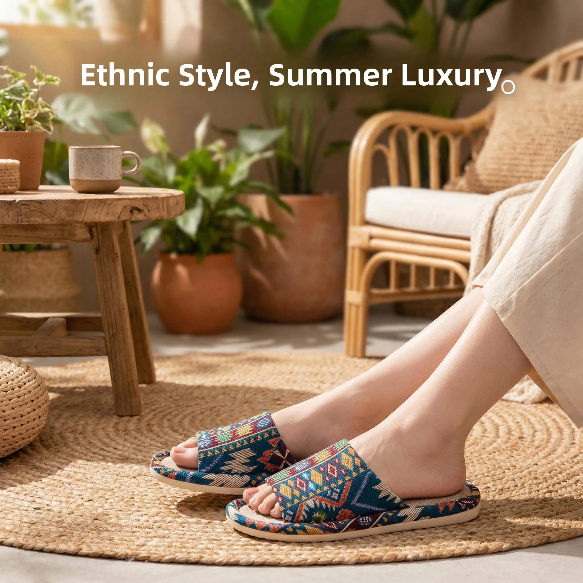 

Linen Home Slippers Indoor Soft Bottom Silent Anti-Slip Wear-Resistant Breathable Couples Slippers Comfortable Home Shoes