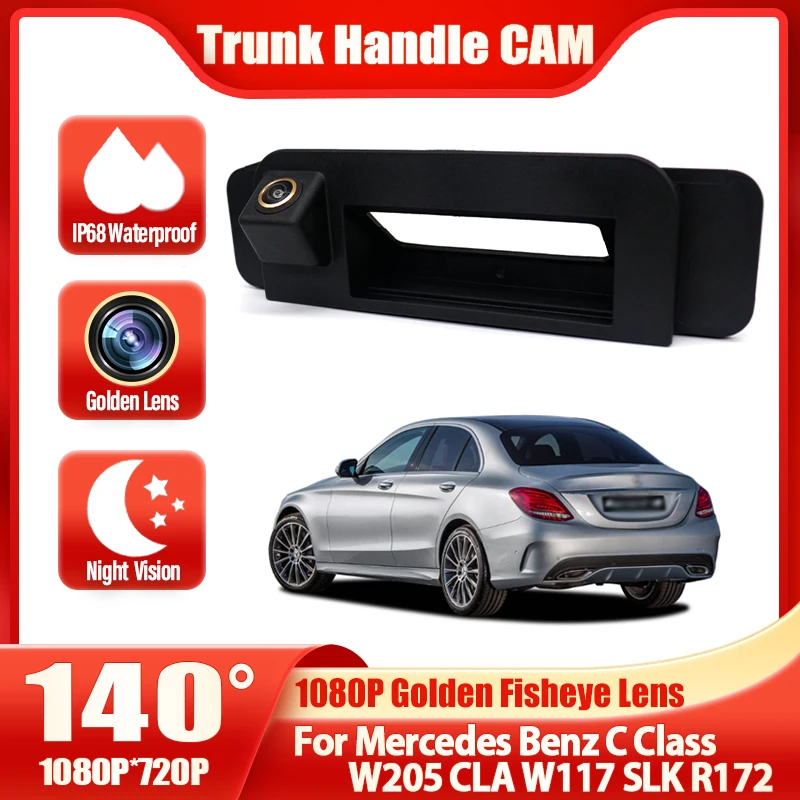 

CCD HD 1080P Автомобильная камера заднего вида с ручкой багажника для Mercedes Benz C Class W205 CLA W117 SLK R172 Водонепроницаемая резервная камера