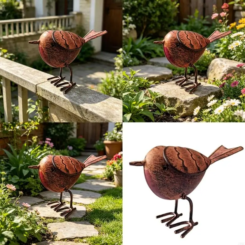 Retros Metal Bird Statue Outdoor Garden Decoration Iron Sculpture Art Ornaments J0MC