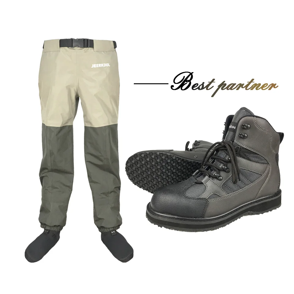 

Rubber or Felt Sole Fishing Shoes Waterproof Hunting Fishing Waders Upstream River Reef Rock Fishing Boots 3 Layer Wading Pants