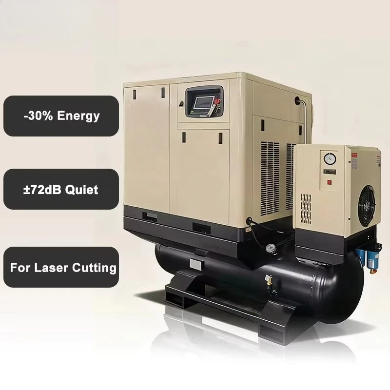 Hot Selling Wholesale Cheap All-in-One Screw Air Compressor 7.5kw 10hp 8bar with Air Dryer Tank for Small Factory Use