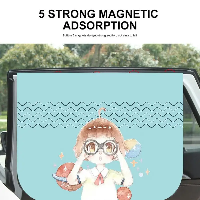 Car Curtain Magnetic Car Side Window Sunshade Cartoon girl Car Interior decorations SUV Rear Side Auto Window Sunshade Cover