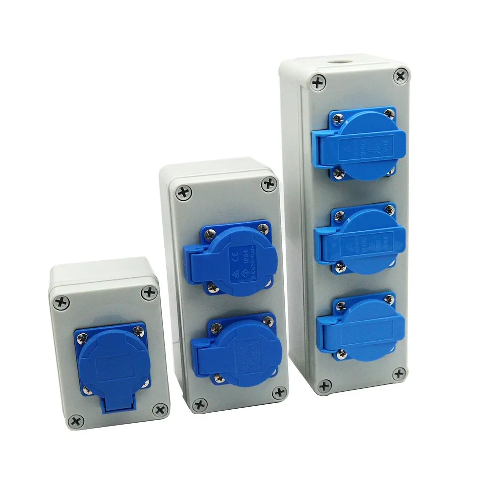 Home appliance outdoor waterproof socket with box 16A three five hole 10A wiring panel 220V industrial waterproof power box