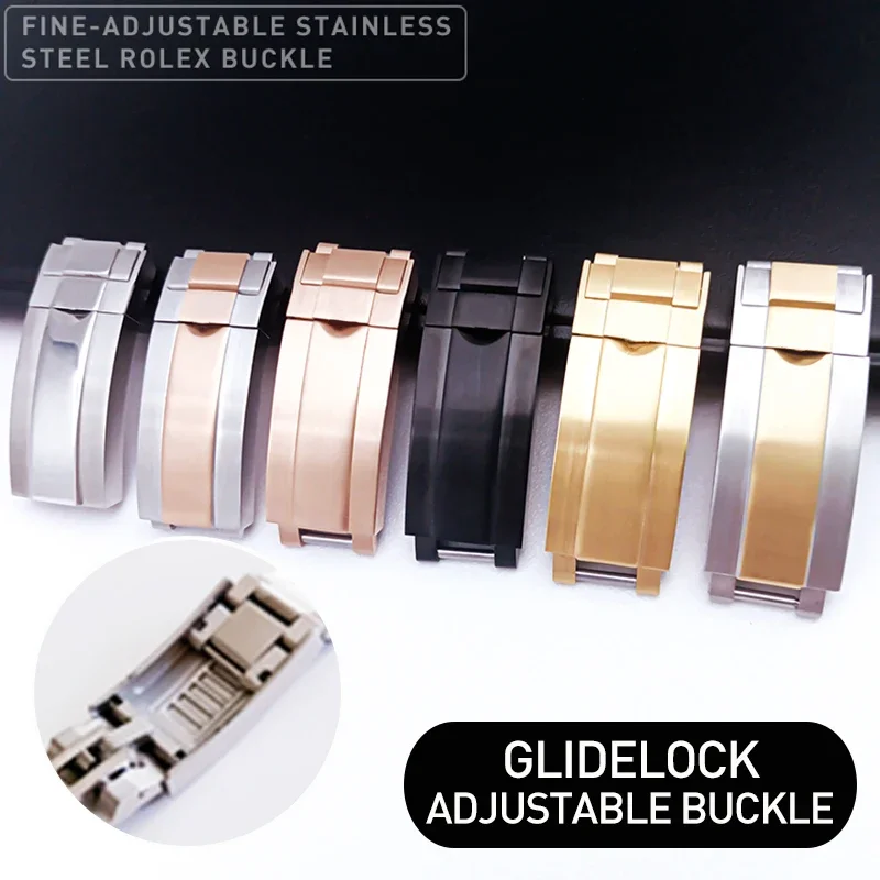 Watch Band Glidelock Clasp For Rolex DAYTONA SUBMARINER GMT Yacht-Master Watch Accessories Steel Fine-tuning Pull Button Buckle