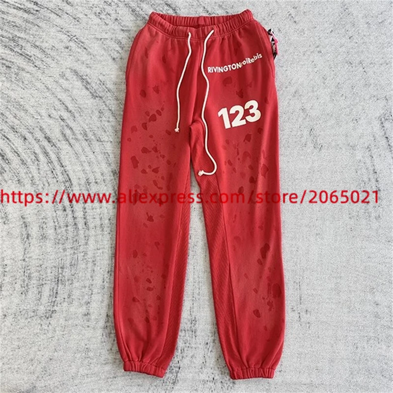 Tie-Geverfd Vintage Gewassen Rrr123 Joggingbroek Mannen Dames 1:1 Hoge Kwaliteit Rrr 123 Jogger Trekkoord Broek Oversized Broek