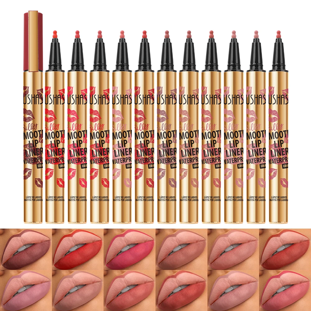 Ensemble de crayons à lèvres mats lisses Ushas, ensemble de couleurs à lèvres imperméables et résistantes à la sueur, longue durée 24 heures, ne se décolore pas