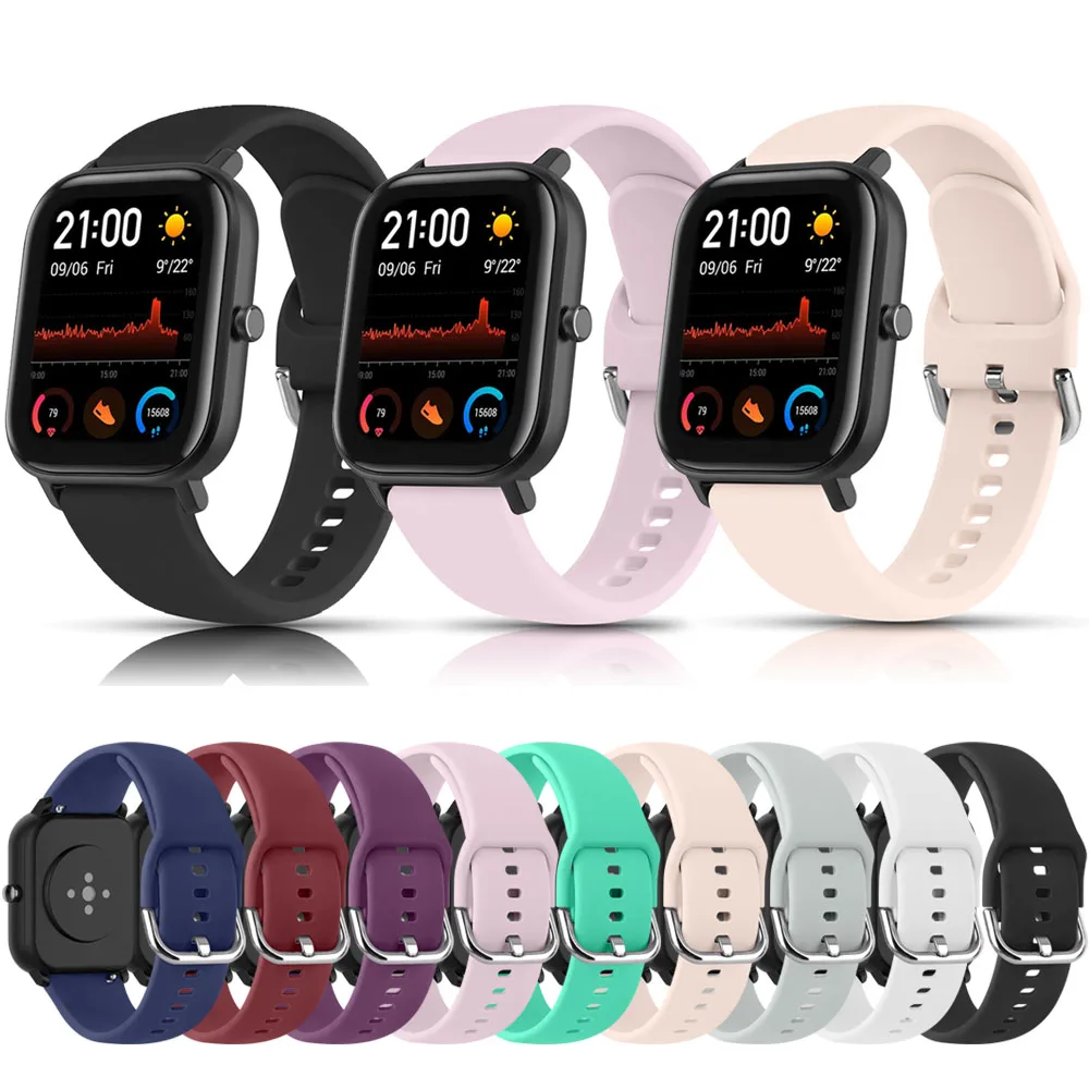 Ремешок силиконовый для Amazfit GTS 2 Mini, браслет для Amazfit GTS 3 Amazfit Bip Lite/Bip 1S/Bip 2/GTR 42 мм