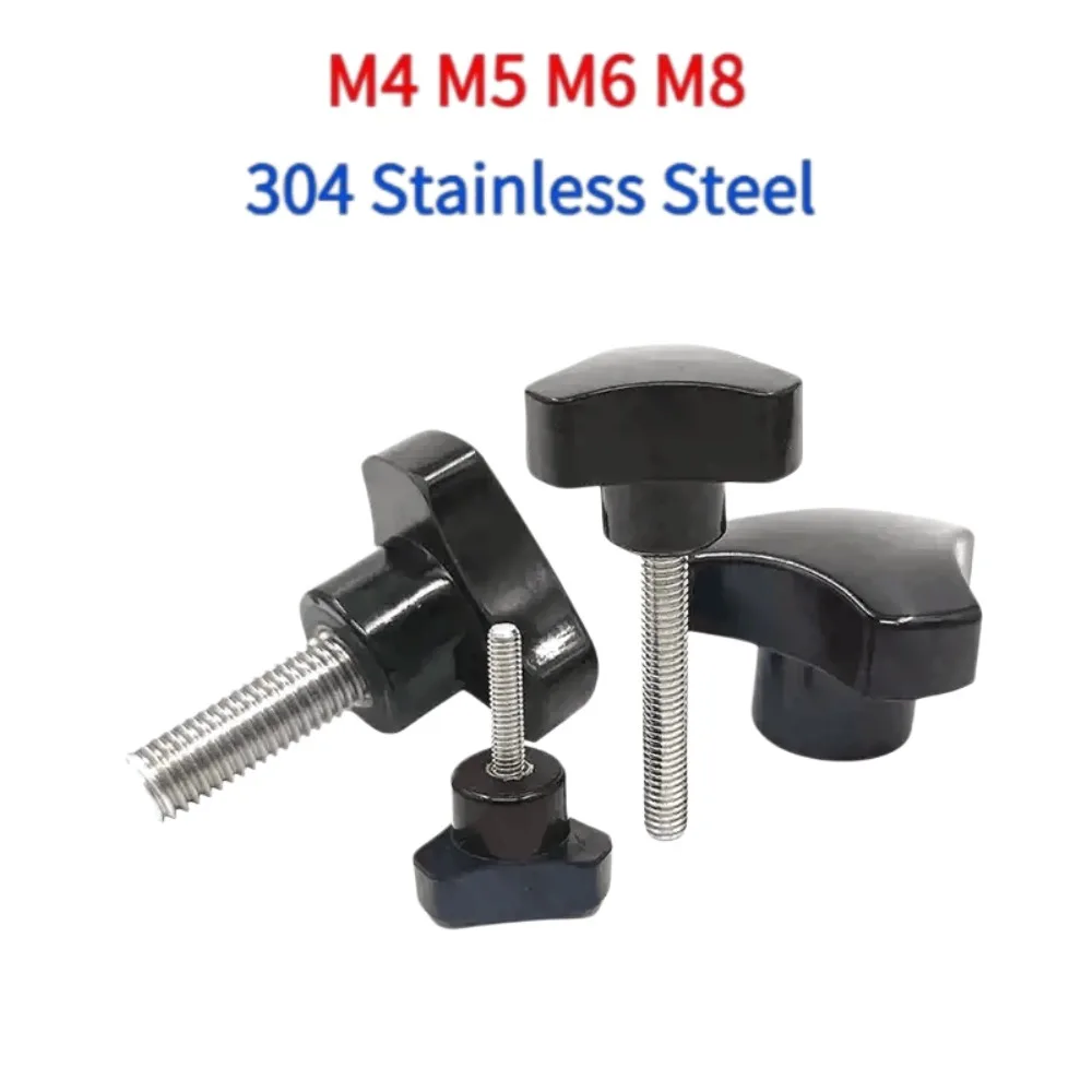 M4 M5 M6 M8 Triangle Head Hand Knob Screw, 1/2Pcs 304 Stainless Steel Bakelite Thumb Bolt, No‑Tool Manual Tightening Fastener