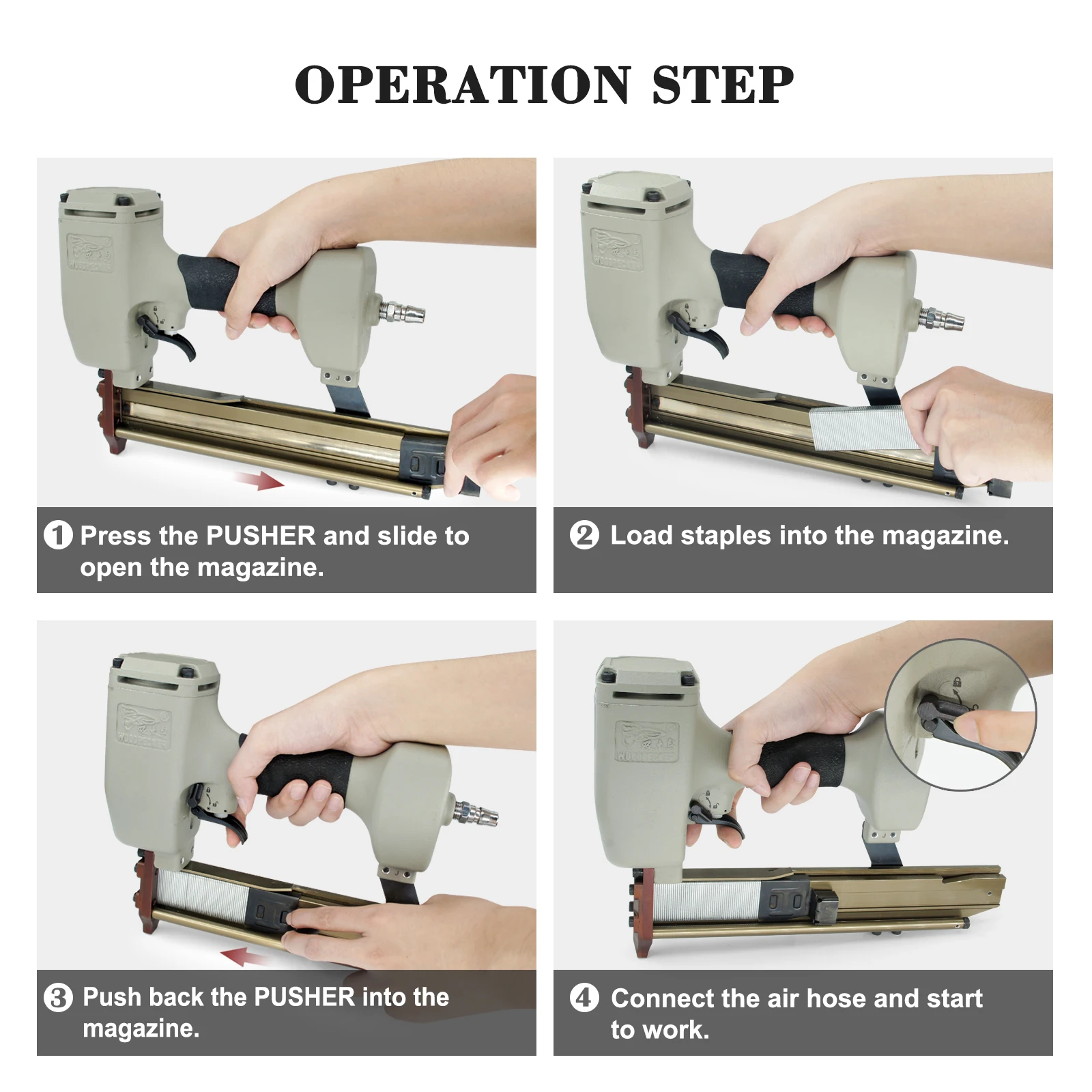 WOODPECKER N838H 16 Gauge Professional Power Tool, Pneumatic  Construction Stapler,10.8mm Crown, for Subflooring, Crate or Box