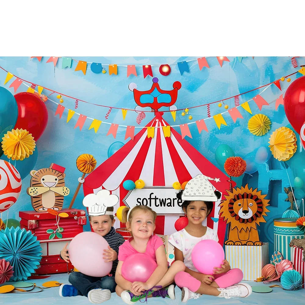 Bonvvie Circus Theme Photography Backdrop Colorful Balloon Carnival Baby Shower Birthday Party Cake Smash Decor Photo Background