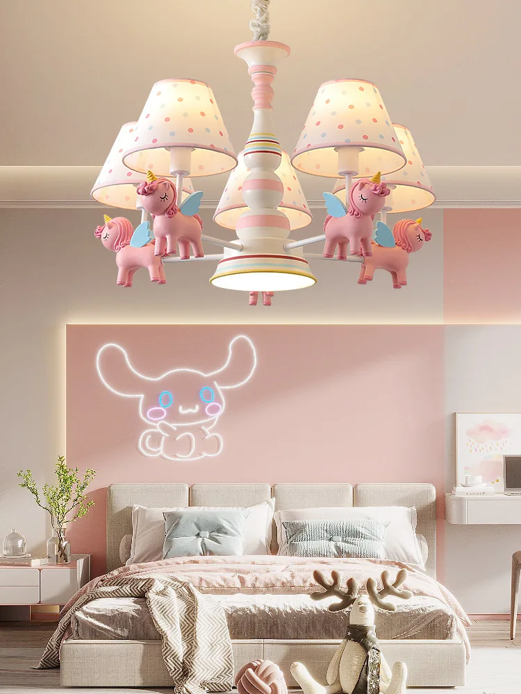 

Children's room chandelier Girl princess room light Carousel bedroom light Warm and romantic baby room lamp