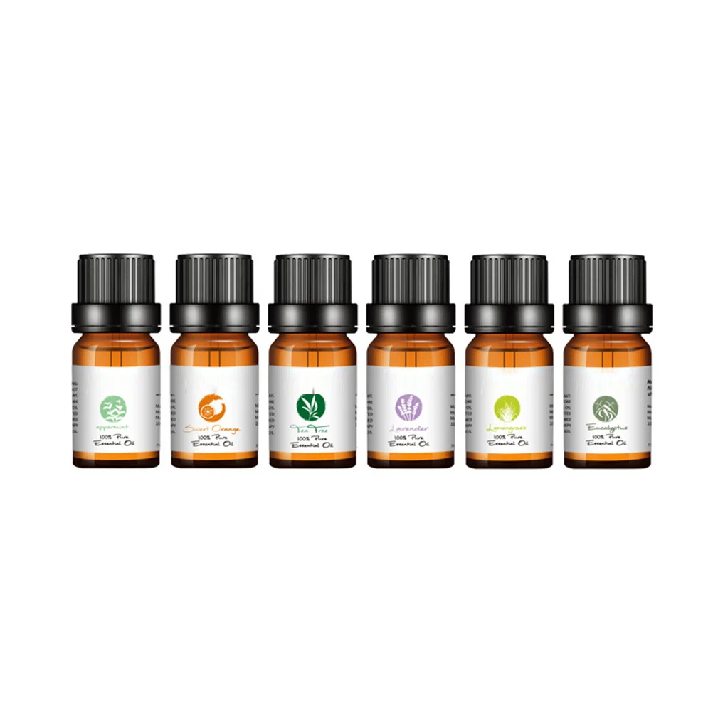 

6Pcs Essential Oils Natural Aromatherapy Diffuser Set Orange Lavender Tea Tree Peppermint Eucalyptus Lemongrass