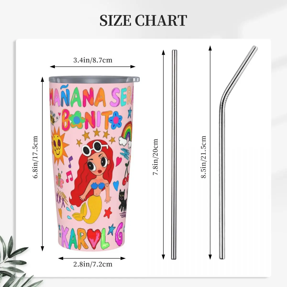 Manana Sera Bonito Karol G Tumbler 20oz Stainless Steel Double Wall Vacuum Insulated Kawaii Tumblers Mug With Straw for Cold Hot