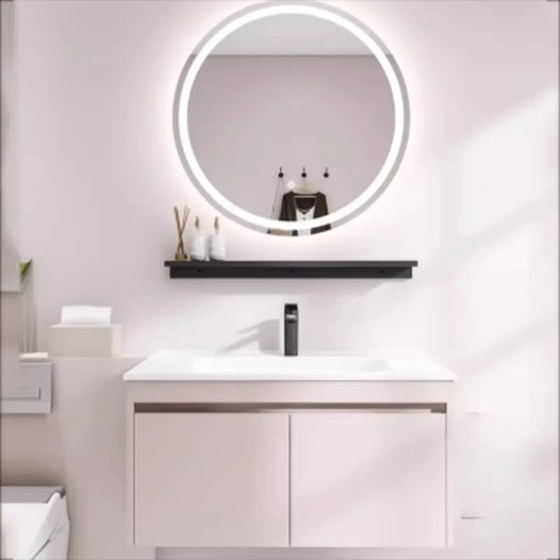 

White Mirror Luxury Bathroom Cabinet Nordic Round Hotel Makeup Bathroom Cabinet Vanity Armoire Salle De Bain Home Furniture