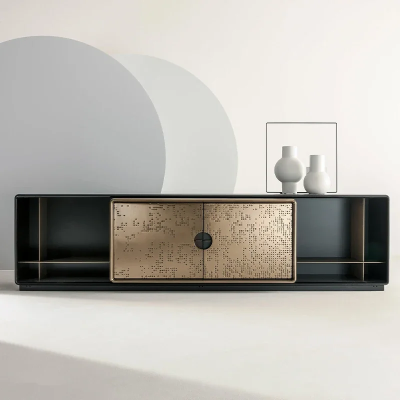 Modern simple TV cabinet living room home floor bedroom stainless steel Italian light luxury designer high-end lockers