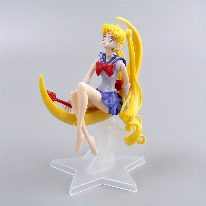 Bandai 15CM Anime Sailor Moon PVC Doll Girl Toy Cake Decoration Action Figures Model Car Ornament Children Birthday Gift