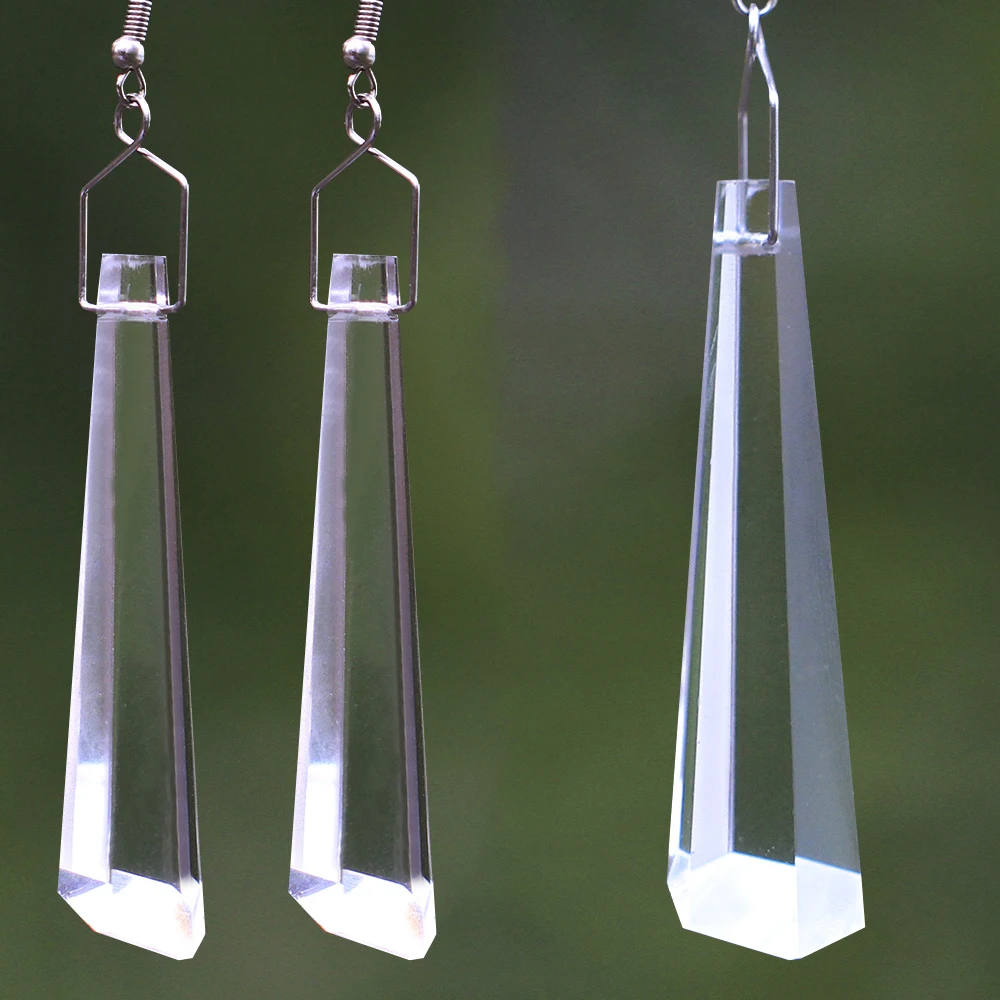 63mm/76mm Hexagon Drop Glass Icicle Crystal Prism Feng Shui Hanging Prism Pendant Chandelier Garland Part DIY Craft Supply