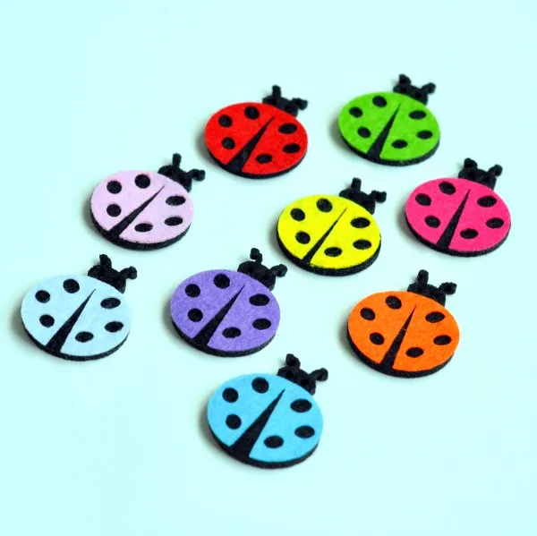 120pcs/lot 2inch 9colors Handmade Lovely Fabric Ladybug For Hair Clips accessories Cute Felt DIY Accessories For Kids Headbands