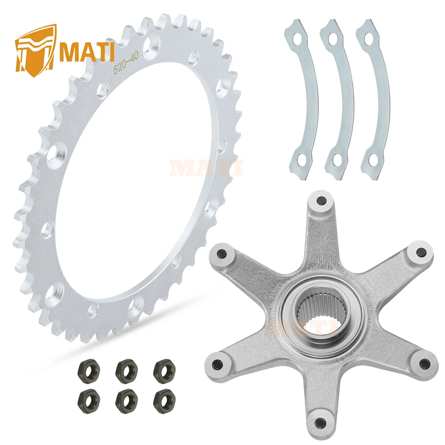 

M MATI Rear Axle Sprocket & Mount Hub Collar Holder Kit for Yamaha Blaster 200 YFS200 1988-2006 2XJ-25440-21-00 2XJ-25386-00-00