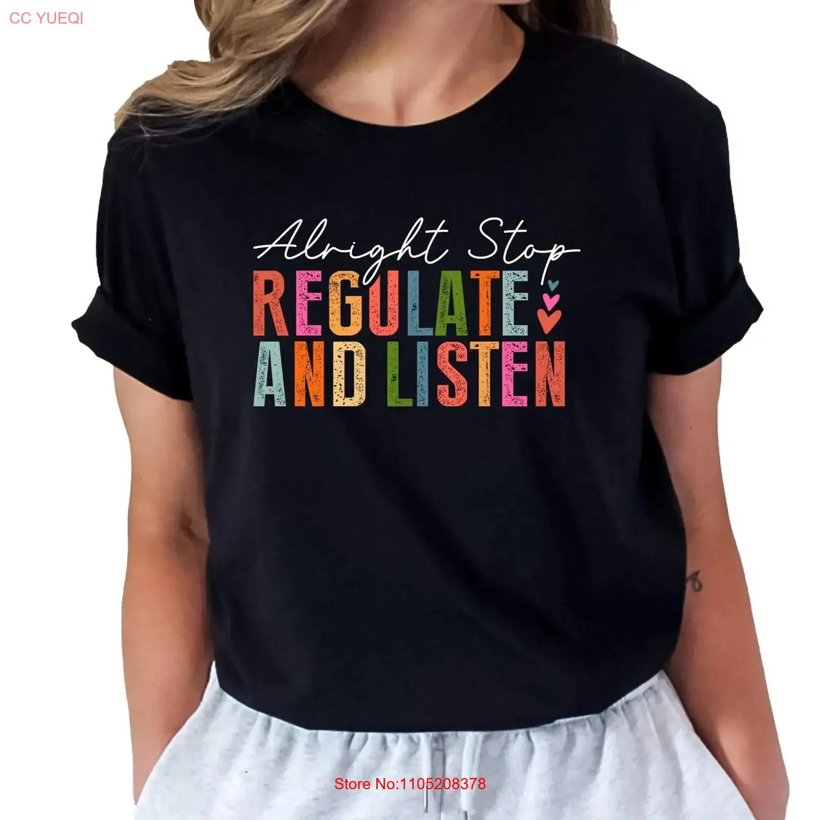 Alright Stop Regulate and Listen T Shirt Counselor PsychologisT vintage Washed Versatile Stretched fashion graphic Soft