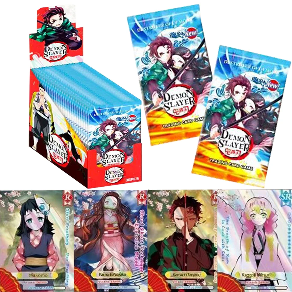 

New Demon Slayer English Language Cards Anime Charm Roles Kamado Nezuko Kanroji Mitsuri Collection Cards Children Table Toy Gift