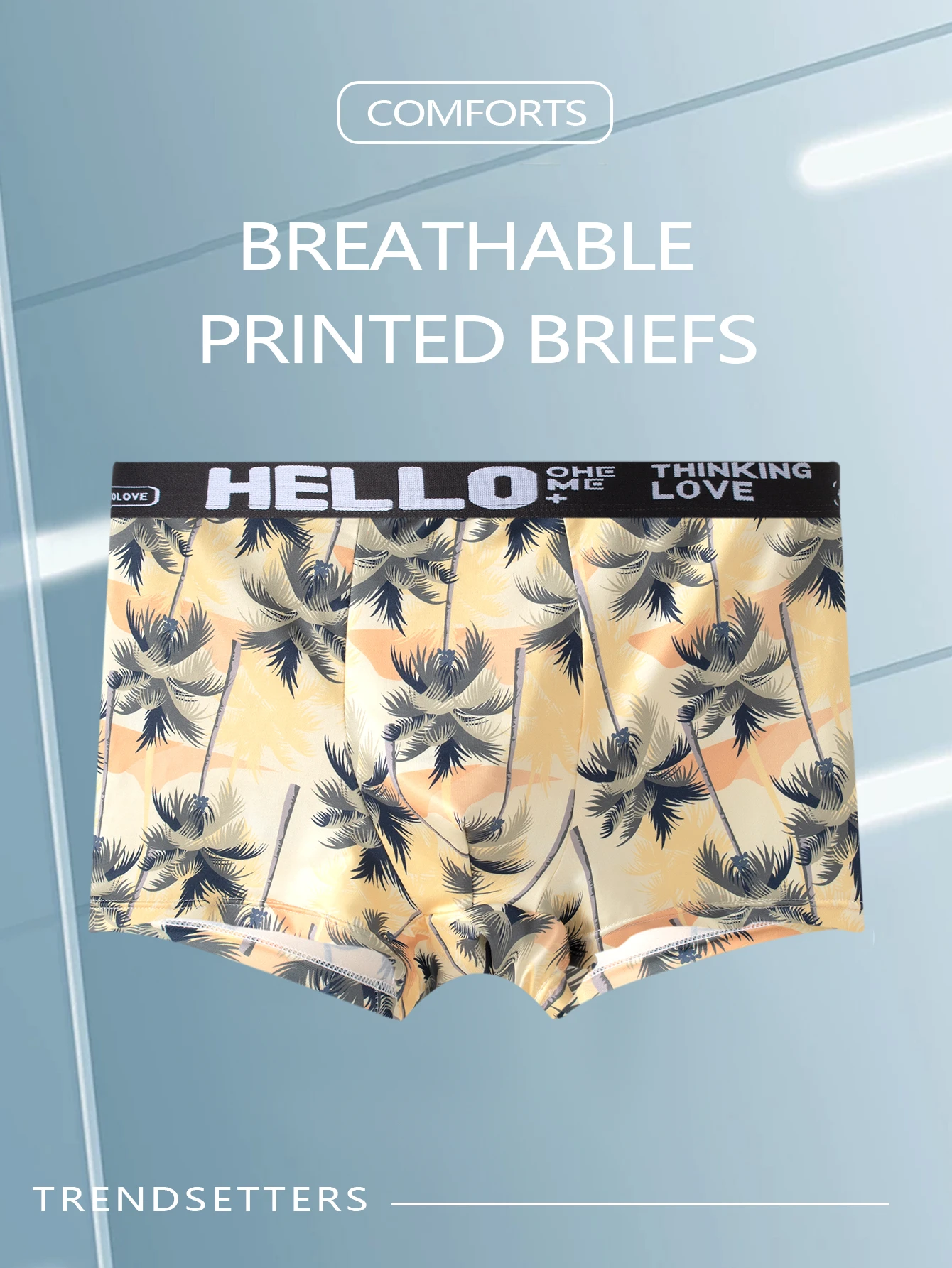 

1pcs men's printed underwear trend personality waisted comfortable soft breathable four corner underwear