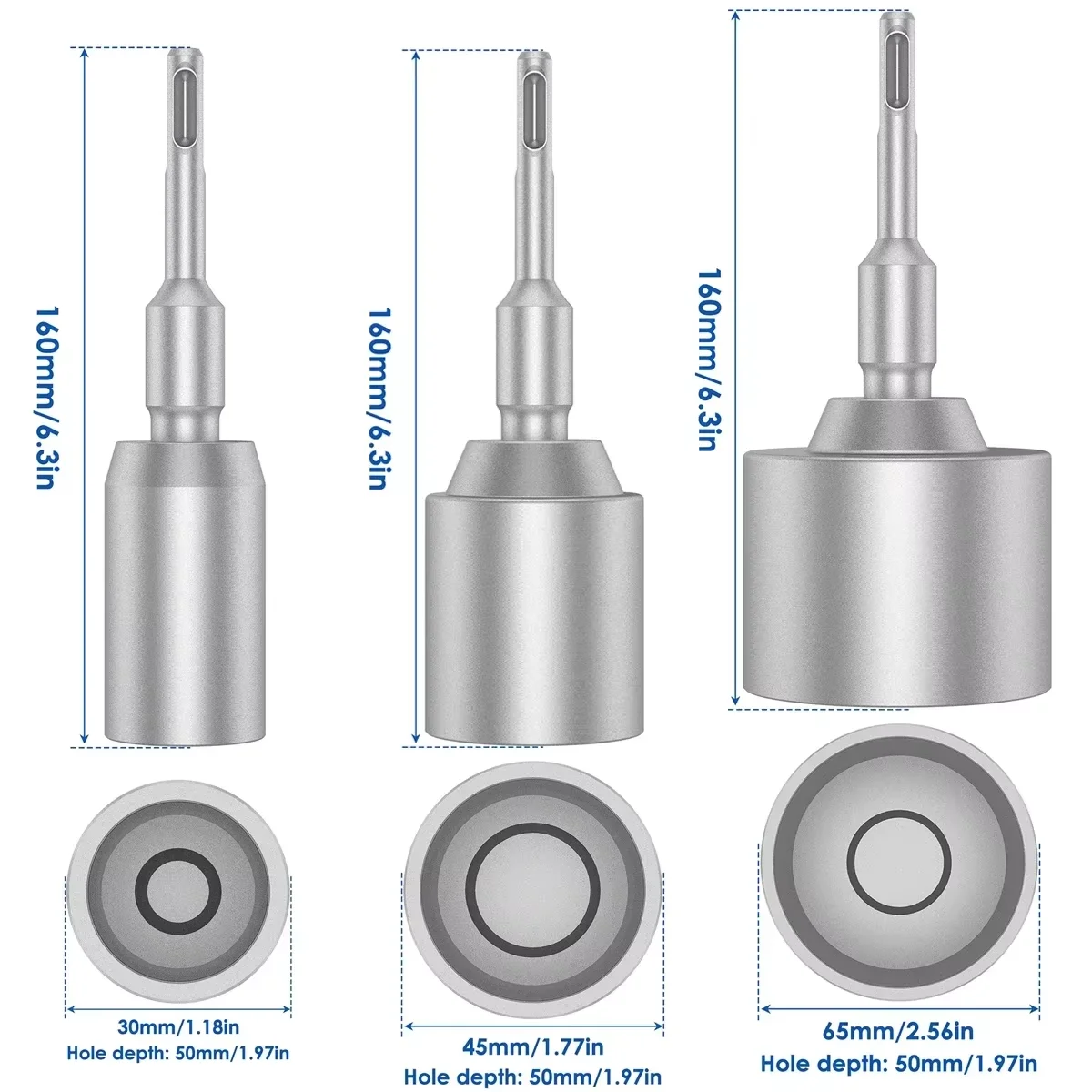 20/30/45/65mm SDS PLUS Shank T-Post Driver for Rotary And Demolition Hammer Heavy Steel  Duty Ground Rods Fence Post Pounder