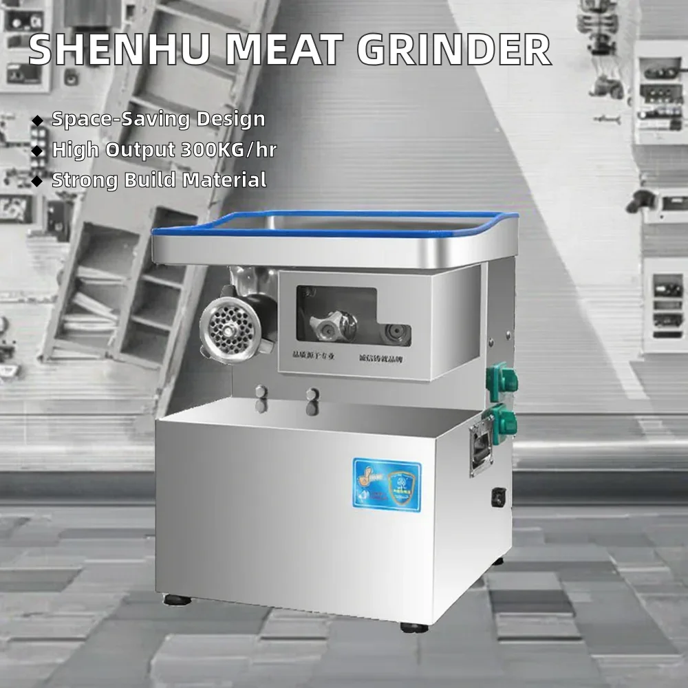 300KG/h Dual-Motor Tabletop Electric Meat Grinder, Commercial Meat Mincer Cutting Machine for Meat Processing