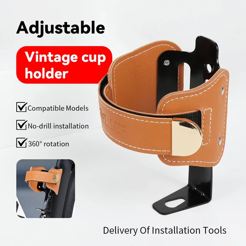 ESLNF Bicycle Bottle Cage Retro Cowhide Aluminum Alloy Adjustable Width Water Cup Holder for Mountain Road Folding Bike