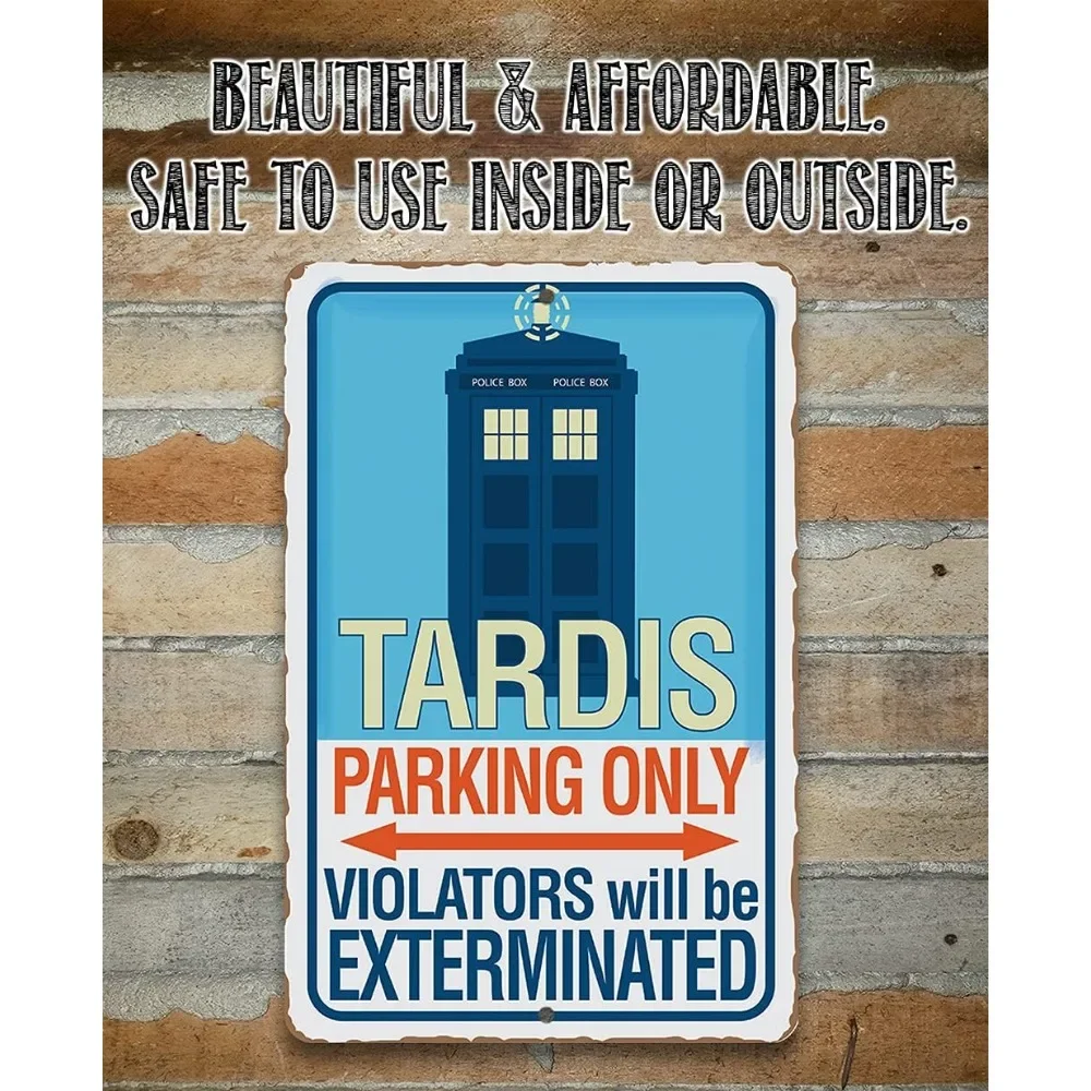 علامة معدنية كلاسيكية لوقوف السيارات "Tardis Only" - Doctor Who Wall Art، لا توجد ديكورًا لممارسة التعدي على غرفة ألعاب الأطفال في الأماكن المغلقة والخارجية