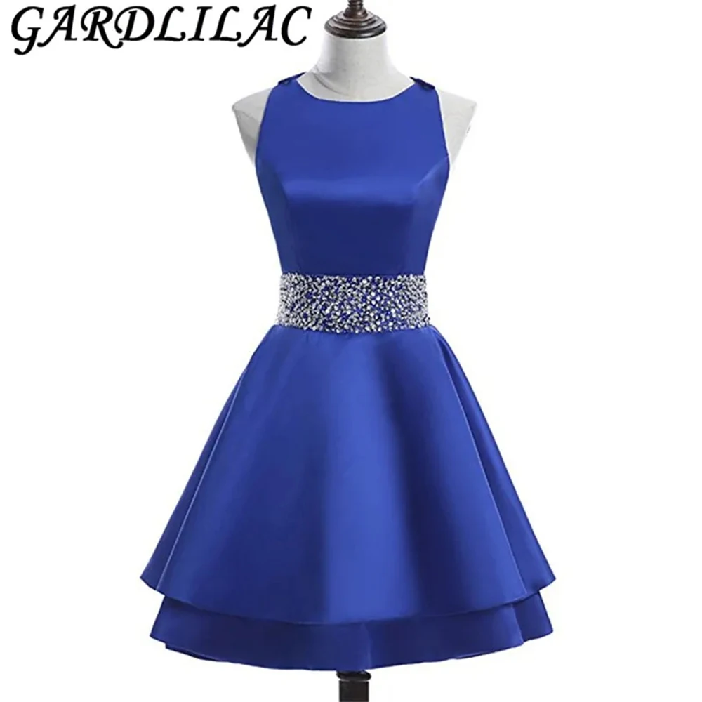 Gardlilac Stain Beading Short Homecoming Dress Mine Short Graduation Dress Ball Gown vestido de formatura curto