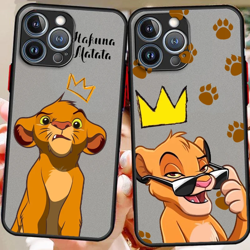 Disney Lion King Cute Frosted Translucent For Apple iPhone 15 14 13 12 11 XS XR X 8 7 SE Pro Max Plus Mini Back Phone Case